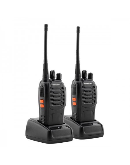 2pcs BF-888S 5W 400-470MHz 16-CH Handheld Walkie Talkies Black